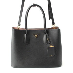 Prada Saffiano Cuir Double Handbag Black